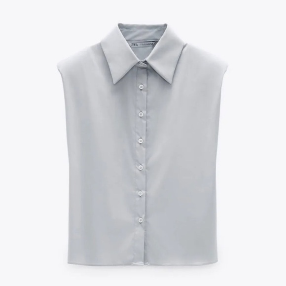 ZARA Limited Edition Sleeveless Shoulder Pad Shirt, Size M 4043/260 - Picture 3 of 11